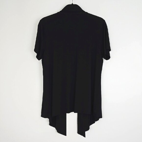 CLEO Women's Black Open Front Short Sleeves Drapy Soft Stretch Size Large - Picture 5 of 10
